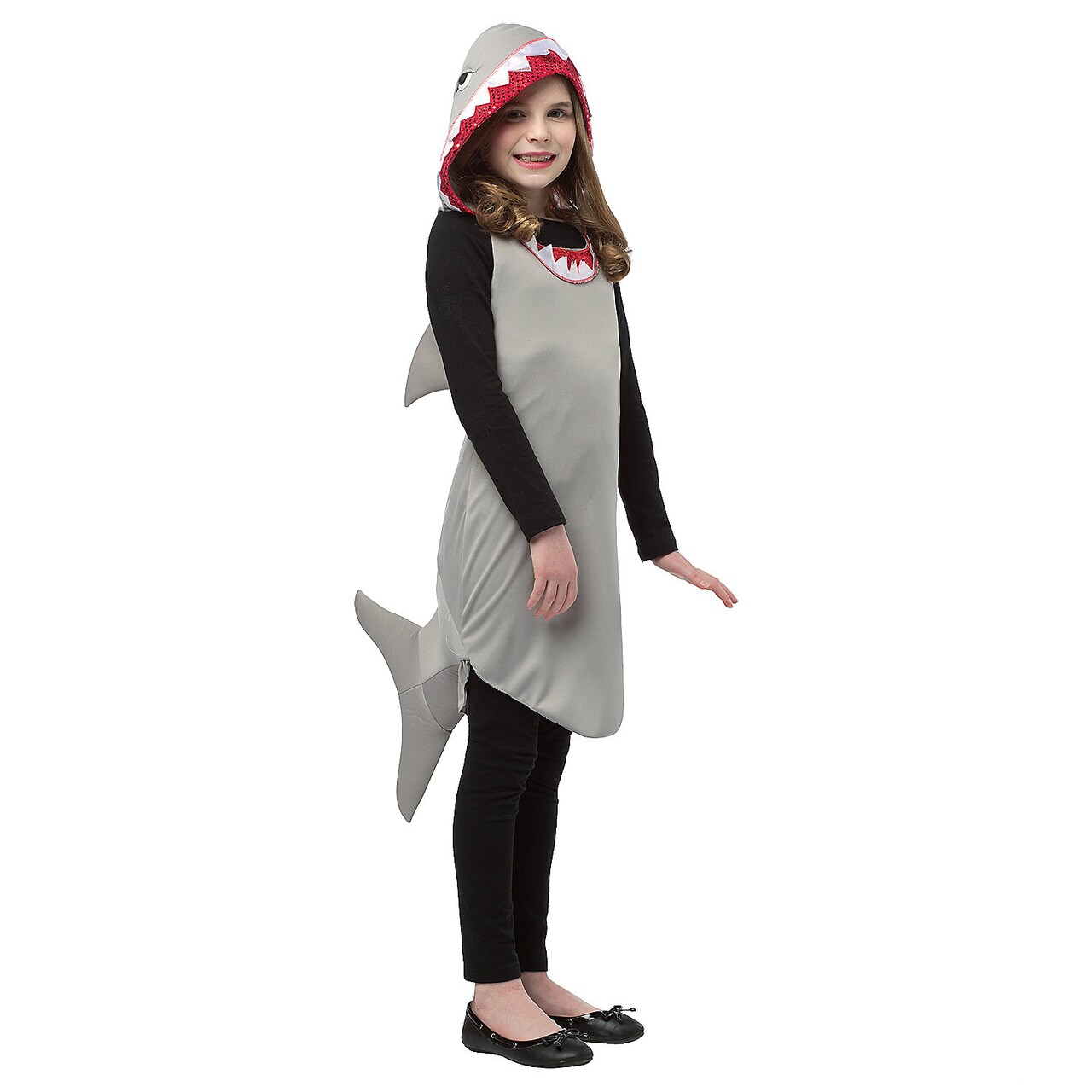 Shark Dress Halloween Costume One Piece Grey Tunic Mouth Head Opening